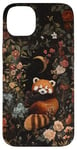 Coque pour iPhone 14 Plus Red Panda Moon Flowers Cottagecore