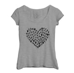 T-Shirt Femme Col Echancré Coeur Yoga Asanas Meditation Bien Etre