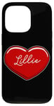 Coque pour iPhone 13 Pro Lillie Cœur dessiné à la main Motif prénom I Love Lillie