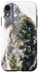 Coque pour iPhone XR Bigfoot Figurine Sasquatch Yeti Nature Double exposition Art