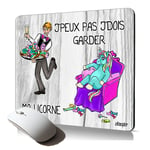 tapis de souris souple et durable j'peux pas j'dois garder ma licorne animaux accessoire flexible cadeau original humour cartoon Clavier