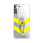 Coque Galaxy S21 leopard chevron jaune personnalisee