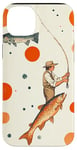 Coque pour iPhone 14 Plus Orange Aquarelle Polka Dots Fishing Pattern Art Print