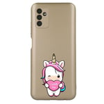 Coque dore pour Galaxy A14 4G et A14 5G licorne coeur kawaii I love you