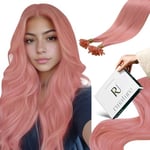 RUNATURE Extension Keratine a Chaud Rose Extension Cheveux Keratine Naturel Remy Extension Cheveux Naturel a Chaud Rose Keratine Hair Extensions 22 Pouces/55cm 25 Mèches/25g