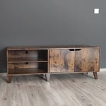 Vintage Retro Tv Cabinet Stand Media Storage Unit Rustic Style Furniture 2 Doors