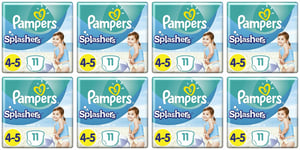 88 x Pampers Splashers Swim Nappies Size 4-5, Disposable Swimming Pants Stretchy