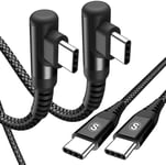 Câble USB C vers USB C Coudé [1M,Lot de 2] PD 60W Charge Rapide Câble Type C 90 Degrés Compatible avec i phone15 série,MacBook Pro/Air iPad Pro¿Samsung Galaxy S24 S23 S22 S21,Huawei,Pixel