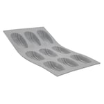 De Buyer - Plaque de 8 Madeleines ELASTOMOULE en mousse de silicone - 21 x 17,6 cm, portion 8 x 4,5 cm -, Gris