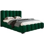 Lit adulte 160x200 Pearl avec sommier - lit double, sommier à lattes - tissu velours, mousse épaisse - Vert (Amor Velvet 4311)