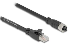 Delock M12 Kabel X-Kodet 8 Pins Hunn Til Rj45 Hann Cat.5E S/Ftp Fleksibel 10 M Svart