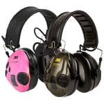 SportTac Casque Peltor Anti Bruit Actif Spécial Chasse, SNR 26dB, Vert/Rose