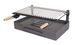 IMEX EL ZORRO 71408 Tiroir pour Barbecue avec Grille en Fer, 68 x 40 x 26 cm, Noir