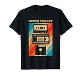 Never Forget Vintage Floppy Disk VHS Tape 90s 80s Cassette T-Shirt