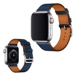 Apple Watch Series 5 40mm risti kuvioitu aito nahkainen kellonauha - Tummansininen