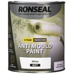 Ronseal 6 Year Anti Mould White Matt Paint for Walls and Ceilings 750ml