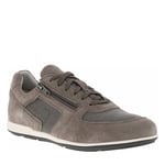 Sneakers Geox en cuir nubuck taupe à lacets et zip latéral