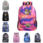 Anime Pokmon Eevee Tryck Student Skolväska Seriefigurer Väskor Unisex Ryggsäck  (FMY) Starry sky blue