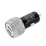 Ny Bling USB Billaddare 5v 2.1a Dual Port Snabbadapter Bildekor Bil Styling Diamond Biltillbehör Interiör för kvinna Vit