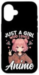 Coque pour iPhone 16 Just a Girl Who Loves Anime Merch Afro-Américain Afro