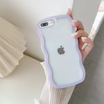 QLTYPRI Case for iPhone 7 Plus/iPhone 8 Plus, Cute Curly Wave Frame Clear Case for Girls Women, Transparent Soft Silicone TPU Bumper Shockproof Protective Phone Cover for iPhone 7 Plus/8 Plus - Purple