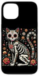 Coque pour iPhone 13 Chats Lover Day of the Dead, crâne mexicain en sucre