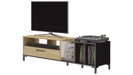 Meuble TV 190 cm VINYLE coloris chêne/noir