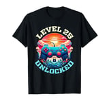 25 Year Old 25th Birthday Gift Level 25 Unlocked Gamer T-Shirt