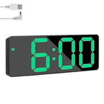 Väggklocka LED-display Digital Spegel Väggklocka Batteri/Plug-in Väggklocka