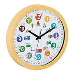 Relaxdays Horloge Murale, éducatif, diamètre : 30 cm, pour Chambre de Petit conducteur (Enfant), Multicolore