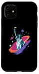 Coque pour iPhone 11 Statue de la Liberté USA tenant une torche flamboyante avec des plantes