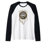 Native American Indian Art Style Wolf Feathers Indigenous 4 Raglan Baseball Tee