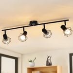 Glitzerlife Ceiling Spot 4 Flame Ceiling Lamp Black - Ceiling Spot Vintage Retro E14 Industrial Swivel 350° Ceiling Lamp Matt Metal Interior for Living Room Youth Room Bedroom Kitchen