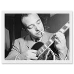 Artery8 Vintage Photo Music Legend Guitar Player Django Reinhardt Black & White A4 Artwork Framed Wall Art Print