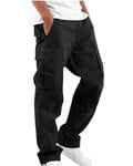 NANAMEEI Pantalons de Travail Grande Taille Pantalon Cargo Homme en Coton Casual Pantalons Taille Elastique avec Multi Poches Noir XL