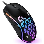 TECURS Souris Gaming PC - 12000 DPI RGB Eclairage Ultra Léger 64g Souris Gamer 8 Boutons Programmables Personnalisables, Souris de Jeu USB Filaire Ergonomique pour PC/Mac