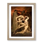 Dante And Virgil By William Adolphe Bouguereau Classic Painting Framed Wall Art Print, Ready to Hang Picture for Living Room Bedroom Home Office Décor, Oak A3 (34 x 46 cm)