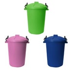 3 x 50L Bin Clip Lock Lids Garden/Kitchen Bird Seeds Waste Rubbish Dustbins UK