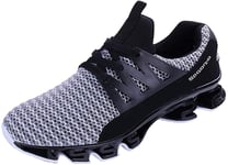 Men's Trainers Running Shoes Blade Casual Sports Athletic Fashion Adult Slip On Tennis Trail Running Sneakers Lace Up Grey