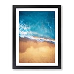 Alone Upon The Beach Modern Framed Wall Art Print, Ready to Hang Picture for Living Room Bedroom Home Office Décor, Black A4 (34 x 25 cm)