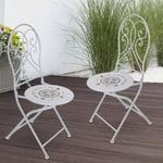 2x Jardin Chaise Extérieur pour Terrasse / Balcon Meuble Vintage Bistro-Stuhl