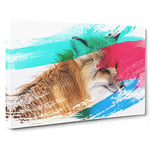 A Red Fox V2 Canvas Print for Living Room Bedroom Home Office Décor, Wall Art Picture Ready to Hang, 30 x 20 Inch (76 x 50 cm)