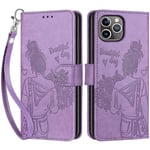 Betunistoy Coque pour iPhone 12 Pro Max 6,7 Pouces, Housse en Cuir PU Flip Pochette Portefeuille Étui avec Emplacement Carte iPhone 12 Pro Max Coque Magnétique Antichoc (Fille - Violet)