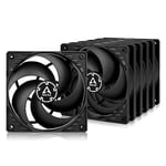 ARCTIC P12 (5 Pièces) - Ventilateur PC, 120 mm, Ventilateur Boitier Silencieux, Pression Statique Élevée, Roulement à Fluide Dynamique, Support à Broches Standard, 1800 RPM - Noir