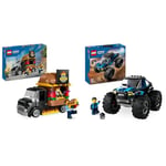 LEGO City Le Food-Truck de Burgers, Jouet de Camionnette, Cadeau pour Garçons et Filles de 5 Ans+ & City Le Monster Truck Bleu, Jouet Camion Tout-Terrain et Minifigurine de Conducteur