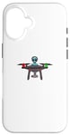 Coque pour iPhone 16 Design drôle de pilote de drone extraterrestre OVNI.