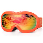 EXP VISION Masque de Ski pour Enfant 2 à 14 Ans Lunette Ski Masque Ski OTG de Garçon ou Fille Anti-UV Antibuée Compatible avec Casque Lunettes de Neige