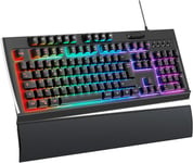 Clavier Gamer Semi-Mécanique,Clavier De Jeu Programmable,Repose-Poignet Magnétique/Rétroéclairé Led/26 Keys Anti-Ghosting,Clavier Gaming Membrane Azerty,Windows/Mac/Xbox/Ps5,Usb Filaire(Q4)