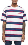 Starter Black Label Men's Starter Logo Striped Tee T-Shirt, White/Blue, M