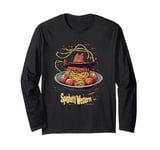 Western Spaghetti Fun Cowboy Pasta Funny Food Whimsical Art Long Sleeve T-Shirt